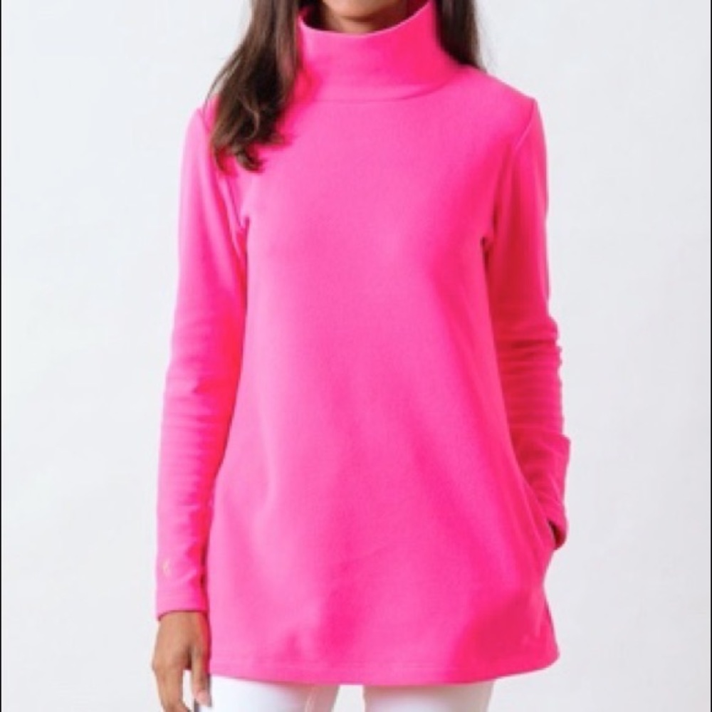 NWOT Dudley Stephens Cobble Hill Tunic French Terry Large Neon Pink
